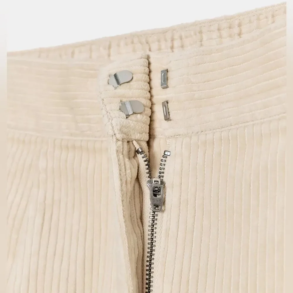 ZARA ZW COLLECTION CORDUROY BARREL PANTS - Picture 6 of 11